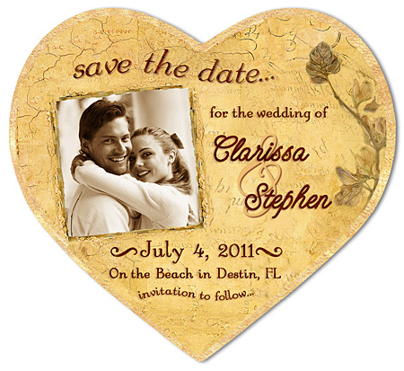 Save the Date Wedding Magnet - Romance Antiqued Photo